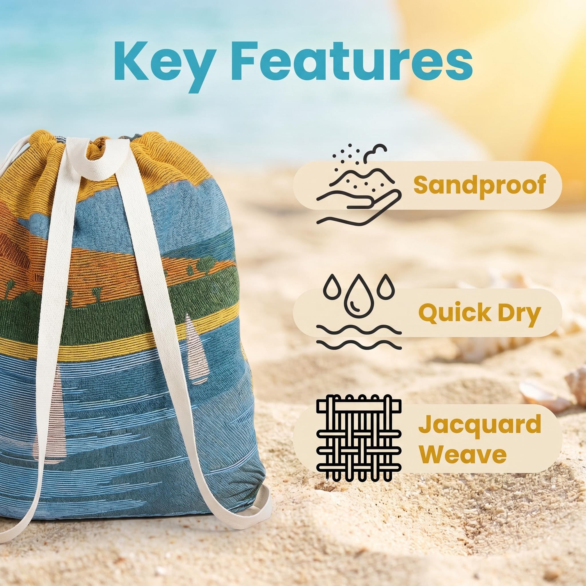 2 in 1 Beach Towel & Beach Tote - Time to Travel