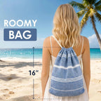 2 in 1 Beach Towel & Beach Tote - Blue Stripe