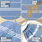 2 in 1 Beach Towel & Beach Tote - Blue Stripe