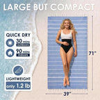 2 in 1 Beach Towel & Beach Tote - Blue Stripe